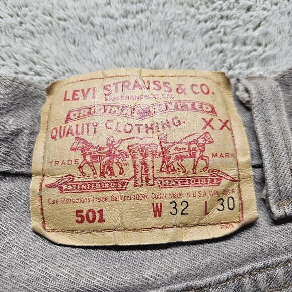 Vintage Levis 501 Made In Usa 32x30 Button-Fly Straight Gray Batwing Tag - Picture 5 of 11